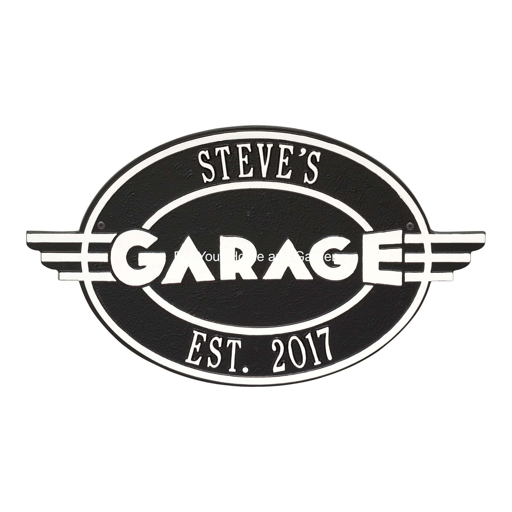 Modern Garage Black & White w/ Two Lines of Text