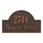 Arch Marker Address Plaque with a Oil Rubbed Bronze Finish, Standard Wall Mount with Two Lines of Text