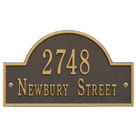 Arch Marker Address Plaque with a Bronze & Gold Finish, Standard Wall Mount with Two Lines of Text