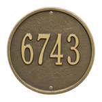 9 in. Round Antique Brass Wall Number Plaque with One Line of Text