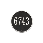 9 in. Round Black & White Wall Number Plaque with One Line of Text