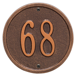 6 in. Round Antique Copper Wall Number Plaque with One Line of Text