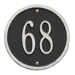 6 in. Round Black & Silver Wall Number Plaque with One Line of Text