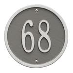 6 in. Round Pewter & Silver Wall Number Plaque with One Line of Text