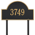 Arch Marker Address Plaque with a Black & Gold Finish, Estate Lawn Size with One Line of Text
