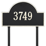 Arch Marker Address Plaque with a Black & White Finish, Estate Lawn Size with One Line of Text
