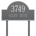 Arch Marker Address Plaque with a Pewter & Silver Finish, Estate Lawn with Two Lines of Text