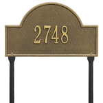 Arch Marker Address Plaque with a Antique Brass Finish, Standard Lawn Size with One Line of Text