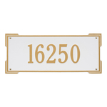 Rectangle Shape Address Plaque Named Roanoke with a White & Gold Finish, Estate Wall with One Line of Text