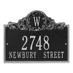 Personalized Acanthus Monogram Black & Silver Finish, Standard Wall with Three Lines of Text