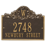 Rectangle Address Plaque with Acanthus surrounding your Monogram with a Bronze & Gold Finish