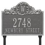 Rectangle Address Plaque with Acanthus surrounding your Monogram with a Lawn Pewter & Silver Finish