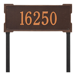 The Roanoke Rectangle Address Plaque with a Antique Copper Finish, Estate Lawn with One Line of Text