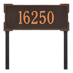 The Roanoke Rectangle Address Plaque with a Oil Rubbed Bronze Finish, Estate Lawn with One Line of Text