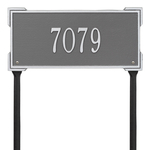 The Roanoke Rectangle Address Plaque with a Pewter & Silver Finish, Standard Lawn with One Line of Text