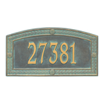 A Rectangle Arched Address Plaque with a Feather Boarder with a Bronze & Verdigris Finish, Estate Wall with One Line of Text