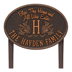 Bless This Home Monogram Oval Personalized Plaque Oil Rubbed Bronze
