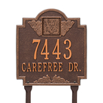 Lawn Style Square Shaped Address Plaque with your Monogram with a Antique Copper Finish