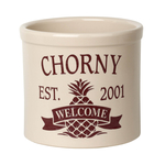 Personalized Pineapple 2 Gallon Crock with Red Etching
