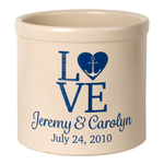 Personalized Love Anchor 2 Gallon Crock with Dark Blue Etching