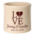 Personalized Love Anchor 2 Gallon Crock with Red Etching