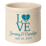 Personalized Love Anchor 2 Gallon Crock with Sea Blue Etching