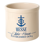 Personalized Anchor Lake House Established 2 Gallon Crock with Dark Blue Etching