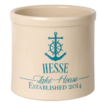 Personalized Anchor Lake House Established 2 Gallon Crock with Sea Blue Etching