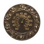 Rose 12 in. Indoor Outdoor Wall Thermometer French Bronze