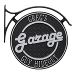 Package: Hanging Garage Plaque with Bracket Black & Gold