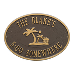 Personalized Island Time Palm Plaque Bronze & Gold