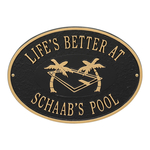 Personalized Swimming Pool Party plaque Black & Gold