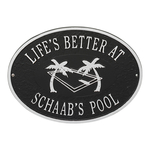 Personalized Swimming Pool Party plaque Black & Silver