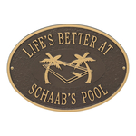 Personalized Swimming Pool Party plaque Bronze & Gold