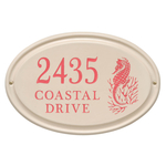 Personalized Sea Horse Ceramic Oval Plaque Bristol Plaque with Coral etching