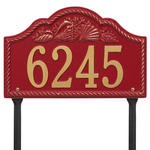 Personalized Rope Shell Arch Plaque Lawn Red & Gold