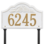 Personalized Rope Shell Arch Plaque Lawn White & Gold