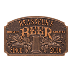Quality Crafted Beer Arch Plaque with Since Date, Finish, Standard Wall 2-line Antique Copper