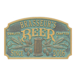 Quality Crafted Beer Arch Plaque with Since Date, Finish, Standard Wall 2-line Bronze Verdigris