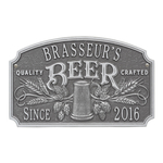 Quality Crafted Beer Arch Plaque with Since Date, Finish, Standard Wall 2-line Pewter & Silver