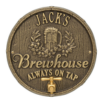 Oak Barrel Beer Pub Plaque Antique Brass