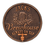 Oak Barrel Beer Pub Plaque Antique Copper