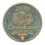 Oak Barrel Beer Pub Plaque Bronze Verdigris