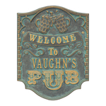 Pub Welcome Plaque, Finish, Standard Wall 1-line Bronze Verdigris