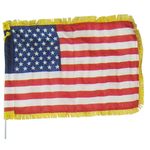 12 x 18 in. US Flag w/ Gold Fringe on Auto Bracket