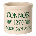 Personalized Pinecone 2 Gallon Crock with Green Etching