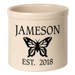 Personalized Butterfly 2 Gallon Crock with Black Etching
