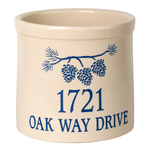 Personalized Pine Bough 2 Gallon Crock with Dark Blue Etching