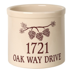 Personalized Pine Bough 2 Gallon Crock with Red Etching