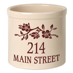 Personalized Dogwood Branch 2 Gallon Crock with Red Etching